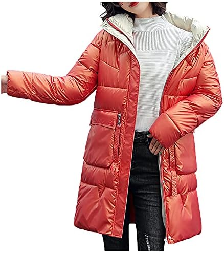 Jackets de colheita de puffer feminino de foviguo - colegas de manga longa e brilhante para baixo de jaquetas de rua de luxo leve e de rua de casaco longo