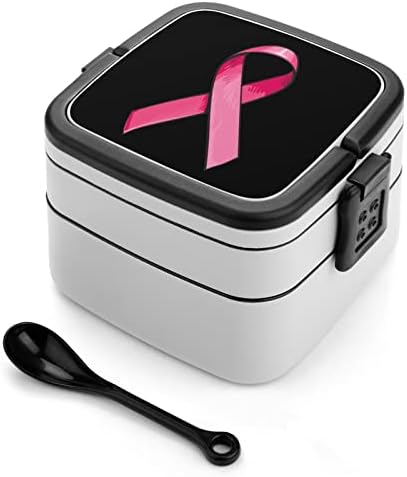 Câncer de mama de cetim rosa Câncer de mama de dupla camada Bento Box Box Recipiente de refeição para trabalho Piquenique Offce