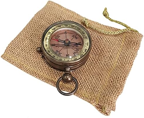 Dekor Mobiliya Náutico Finalmente Tomado Antigo Bússola Sólida Bússola Vintage Pocket Compass Copper Dial W/Sack Saco