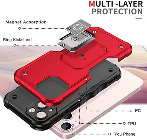 LTLGHYL CASO PARA IPHONE 13MINI/13/13 PRO/13 PRO MAX, CAPA DE TAPA DE PROVIDADE PARA PROFUNDO A RUNDO DE GRAVO MILITAL