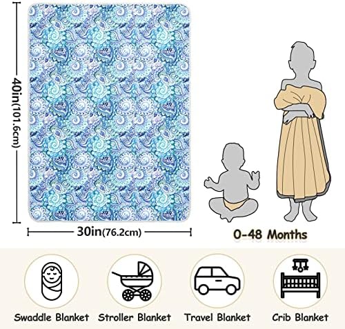 Xigua Paisleys Cobertores de bebê azul para meninos meninas, 30 x 40 polegadas Super Soft Toddler recém -nascido cobertor, cobertor de duas camadas para viagem