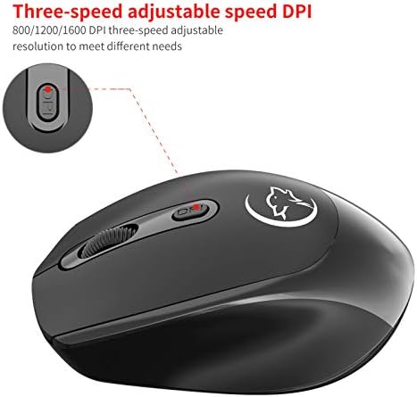HUIOP G839 2.4G Mouse óptico sem fio 1200/1600/2400 DPI Ajustável DPI Ergonomic Gaming Office Mouse para PC/laptop