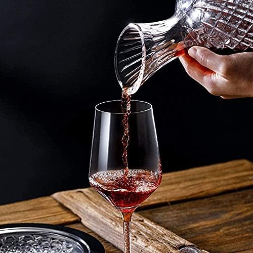 Whisky Decantador Whisky Decanter Wine Decanter Whisky Decanter Decanter Decanter para álcool 1500 ml com aço inoxidável Base de vidro grande garrafa de decantador de vinho em espiral para licor Vodka Coffre