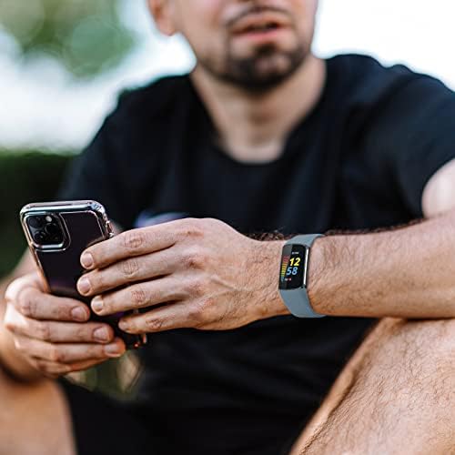 Assista bandas compatíveis com carga fitbit 5 mulheres e homens, substituição de pulseira ajustável Bandas de silicone à prova d'água