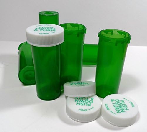 Prescrição plástica frascos verdes/garrafas 25 pacote com tampas 8 dram size size-new