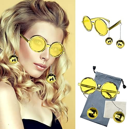 Óculos de bola de bola de discoteca de Popciel Retro - óculos de sol engraçados - favor da festa, 7,28*4,13*1,57 polegada