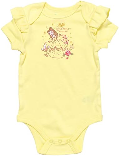 Princesa da Disney Belle recém-nascida meninas 3 peças conjunto de roupas: Bodysuit francês Terry Jumper Band para a cabeça