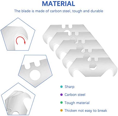 50 peças utilidade gancho lâmina lâmina de aço de lâmina faca de coberturas com caixa de armazenamento para corte de tapetes, materiais