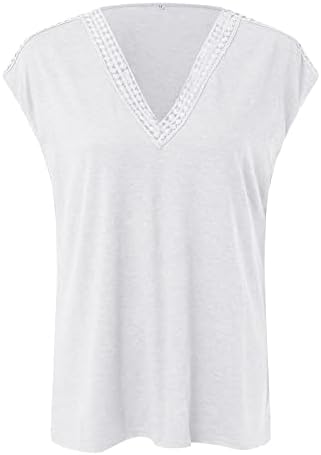 Camisetas médias mulheres mulheres cor de cor sólida casual v renda pesco