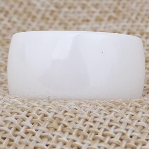 eternllery 12mm de altura de 12 mm clássico simples e simples cerâmica branca anel de casamento