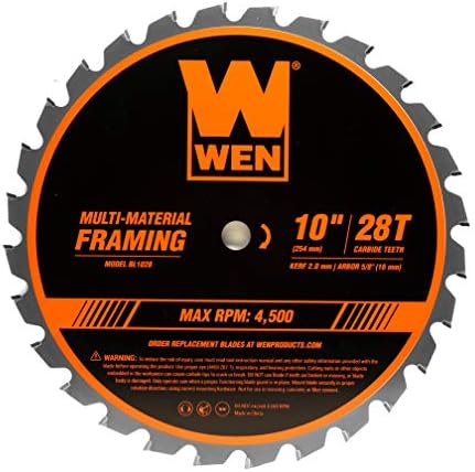 WEN BL1028 10 polegadas de 28 polegadas com ponta de carboneto de tampa de carboneto multimaterial SAW Blade