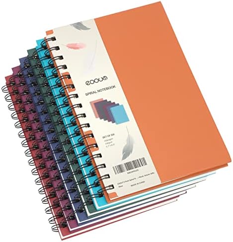 Caderno espiral de capa dura 6pcs de 6pcs, revistas em espiral, faculdade governou, 5,5x8,5 polegadas, cores variadas de joias, 161 páginas, para trabalho, presentes