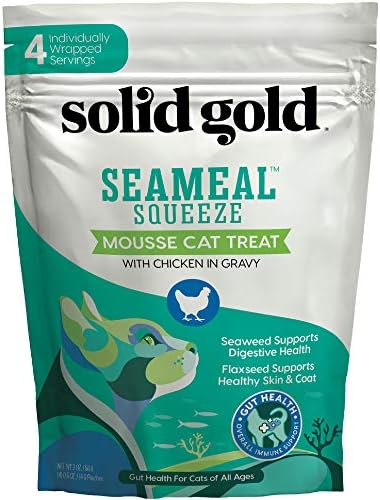 Guloseimas de gato lambendo de frango com sedeal com algas marinhas para pele e casaco - guloseimas de gato molhado com suporte