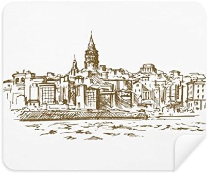 Turkey River Landmark Sketch Limpeza de limpeza de pano de pano limpador 2pcs Camurça tecido