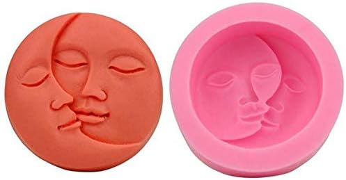 Molde de silicone face da lua echodona para molde de silicone de resina para jóias diy, vela, gemas artificiais, argila