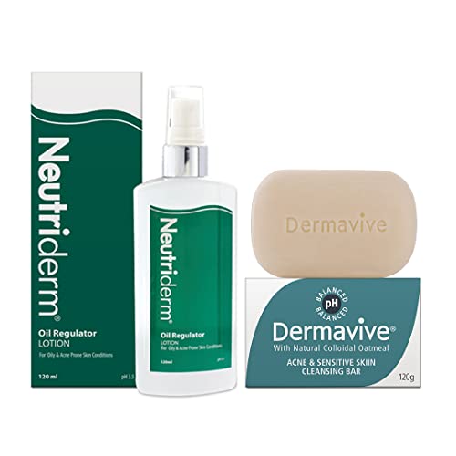 Dermaviva Acne e barra de limpeza de pele sensível - Pele e Sopa de limpeza propensos a acne com aveia coloidal natural, 120g