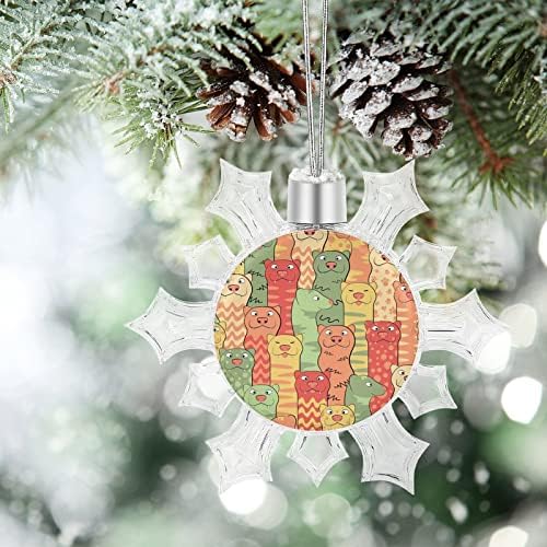 Ferrões engraçados Árvore de Natal Floco de neve encanta ornamentos de floco de neve pendurados decorações de floco de neve com cabos para árvore de natal