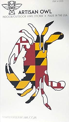 Decalque de bandeira do estado de caranguejo de Maryland - adesivo de decalque de vinil automático - 4x6 All Weather Vinyl Decal