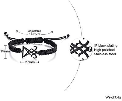 VNOX Made Artilhado Satânico Ajustável Baphomet Leviathan Cruzed Branquel Brangelet Bracelet