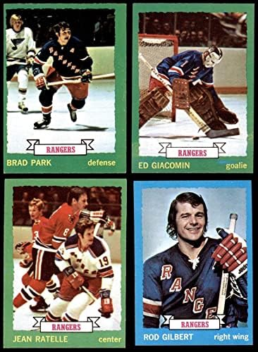1973-74 Topps New York Rangers Perto da equipe Set Rangers - Hockey 6 - Ex/Mt - Cartões de hóquei com lajes