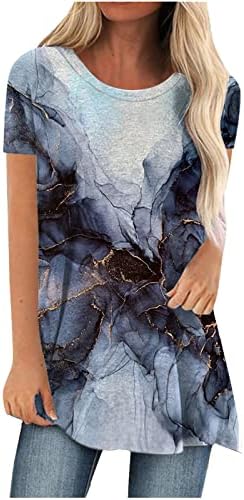 Blusas de gente de tripulantes para meninas adolescentes de verão no outono de manga curta de mármore brunch tops tshirts women 2023 fm