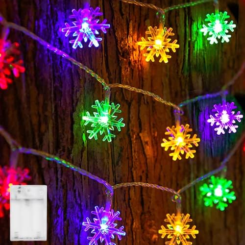 Luzes de cordas de Natal, 19,6 pés 40 Luzes de cordas LED, bateria operada por bateria à prova d'água, brilho externo,