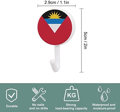 Antígua e Barbuda bandeira redonda ganchos de plástico reutilizáveis ​​ganchos adesivos pendurados ganchos de parede para banheiro da cozinha 10 pacotes