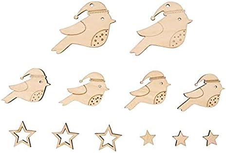 Rayher W.Decor.Birds & Stars, FScMixcred, classificado, natural, 2,5-4,3cm, cordão 0,5m, Tab-Bag 12 peças, 46626505, 2,5-4,3 cm