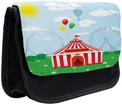 Caixa de lápis de circo lunarable, balões de carnaval do dia ensolarado, bolsa de lápis de caneta com zíper duplo,