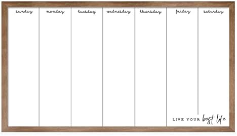 Az Home Magnetic Dry Erase Whiteboard Calendário com aresta de madeira de café expresso, planejador semanal, para fazer a lista,