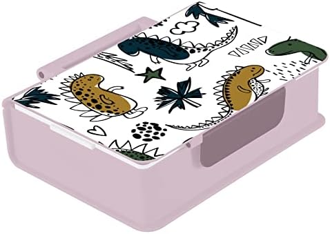 Dinosaurs de Mchiver Bento Bento Box Adult Box com alça de recipiente de almoço portátil infantil com colher de lanchonete à prova de vazamentos para adultos para creche