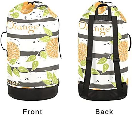 FRUITOS Bolsa de lavanderia de padrão laranja com alças de ombro de lavanderia Backpack Saco de tração Fechamento de traço