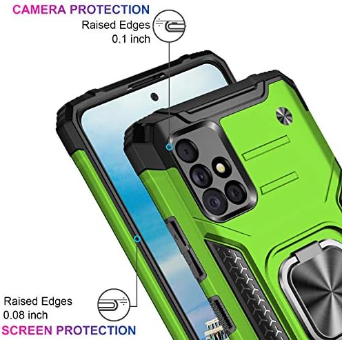 Caixa Ikazz Galaxy A51 5G com protetor de tela, TPU flexível e flexível de camada dupla e capa de PC rígida anti-deslizamento de corpo inteiro de proteção de proteção com Kickstand para Samsung Galaxy A51 5G Green