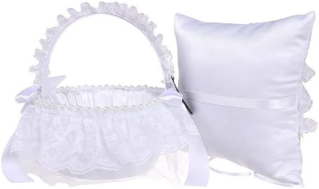 Syftgmz Wedding Flower Basket Ring Pillow Set