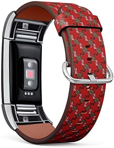 Compatível com Fitbit Charge 2 - Substituição de pulseira de pulseira de couro pulseira de pulseira de faixa para homens e mulheres - design de padrões em mosaico