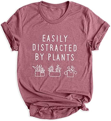 Facilmente distraído por plantas camisa feminina planta camisa gráfica jardinagem tops engraçados