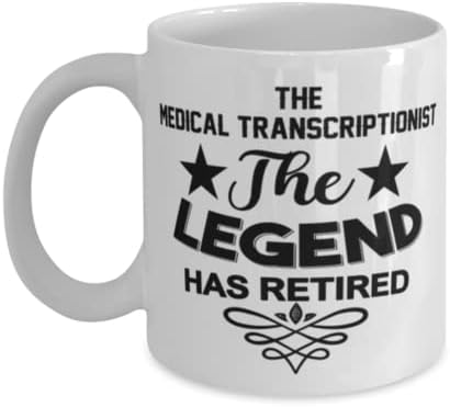 Caneca transcricionária médica, a lenda se aposentou, idéias de presentes exclusivas de novidade para transcrição médica, copo de chá de caneca de café branco