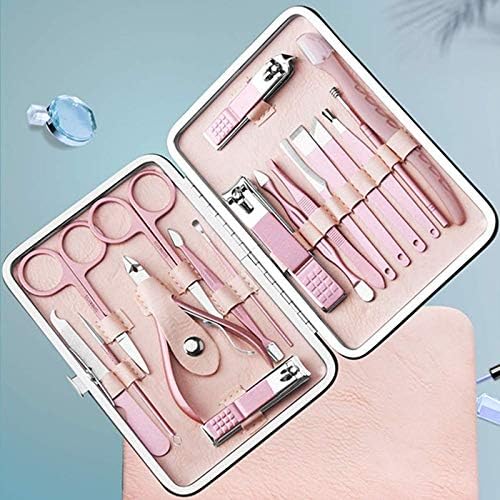 Conjunto de manicure profissional de ouro rosa eidkgd conjunto de aço inoxidável, tesoura de cabelo do nariz, sobrancelha