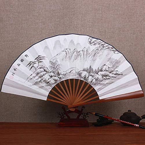 Ventilador dobrável do lyzgf, ventilador de mão dobrável chinês Retro Snow Handheld Fan Fan Dobing Film com molduras de bambu Fã dobrável para dança de casamento Decoração de parede de festa de cosplay, I I