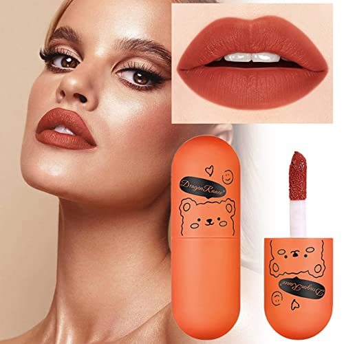 Presente Set Under 15 Lip esmalte o urso fofo não é fácil de mergulhar o copo de batom maquiagem labial laranja belas lábio