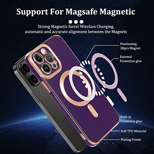 Caixa magnética para iPhone 13 Pro Case MagSafe com protetor de câmera PLATEME