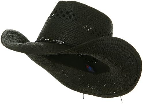 MG Womens Straw Outback Toyo Cowboy Hat Black