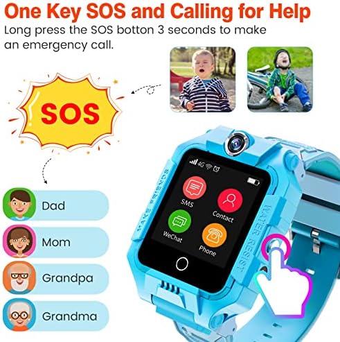 CJC Kids Smart Relógios para meninos meninas de 3 a 15 anos, assista de telefone com o tracker GPS SOS Chat de voz de 3 vias, Toys educacionais Smartwatches w Sim Slot 1.4 Crega do toque, presente de natal para 3-15 anos
