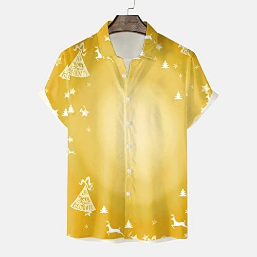 Wocachi Christmas Button Down camisetas para masculino Manga curta engraçada Xmas Papai Noel