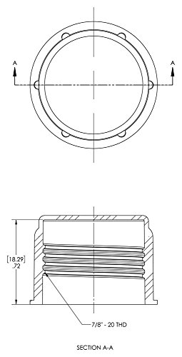 Capluga de tampa plástica plástica de plástico para acessórios de jic queimados. Para ajustar o tamanho do thread 7/8-20 CD-TC-100, PE-LD, para ajustar o tamanho do thread 7/8-20, vermelho