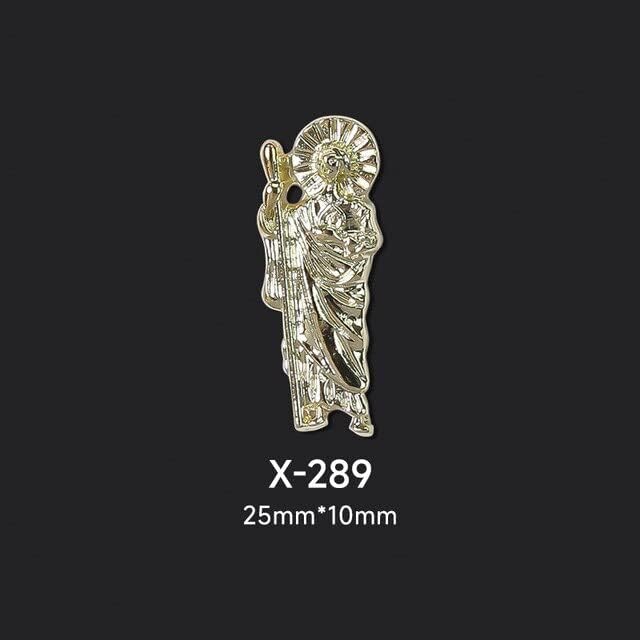 10pcs San Judas UNIL CHARMS 3D AOLly Gold/Silver Metal Decoration Virgin Mary Nail Art Metal Parts Jewel Charms -