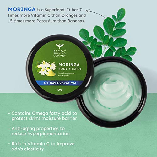 Bombay Shaving Company Moringa iogurte corporal com manteiga de karité | Adequado para todos os tipos de pele | Hidratação durante todo o dia com hidratação não pegajosa