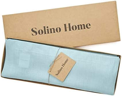Solino Home Pure Linen Table Runner 14 x 36 polegadas - de tecido de linho Aqua Blue Table Runner para a primavera, verão,