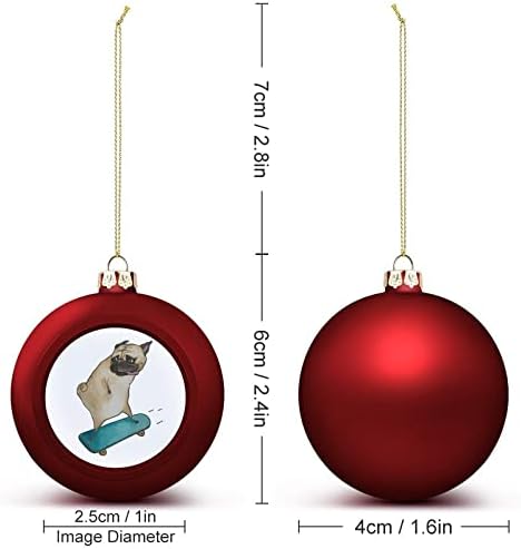 Skateboard Pug Dog Bola de Natal Ornamentos pendurados xams decoração de árvores para festa de férias