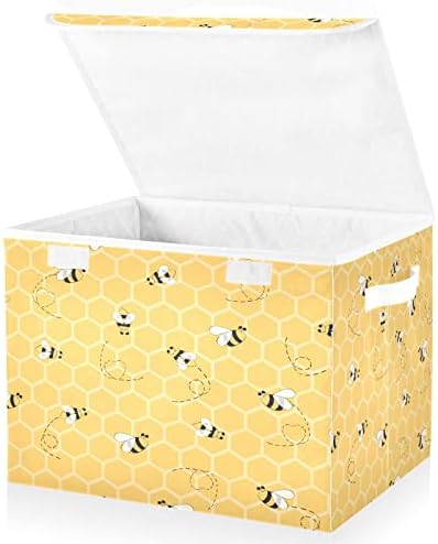 Libes de armazenamento com tampa, Animal Bees Honeycomb Yellow Storage Box Toys Borda